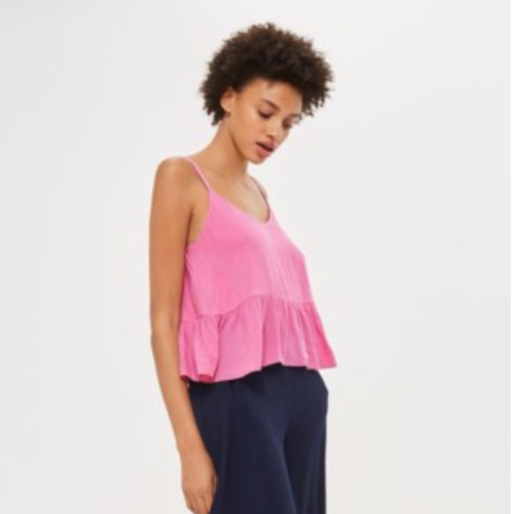TOPSHOP Peplum Camisole Tank Pink Sz 6, 8